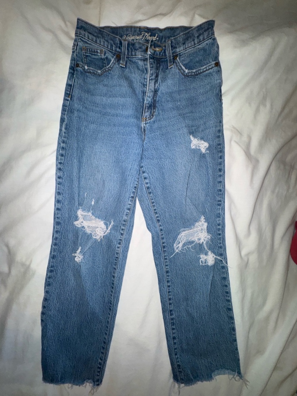 Universal Thread High Rise Distressed Straight Leg Jeans